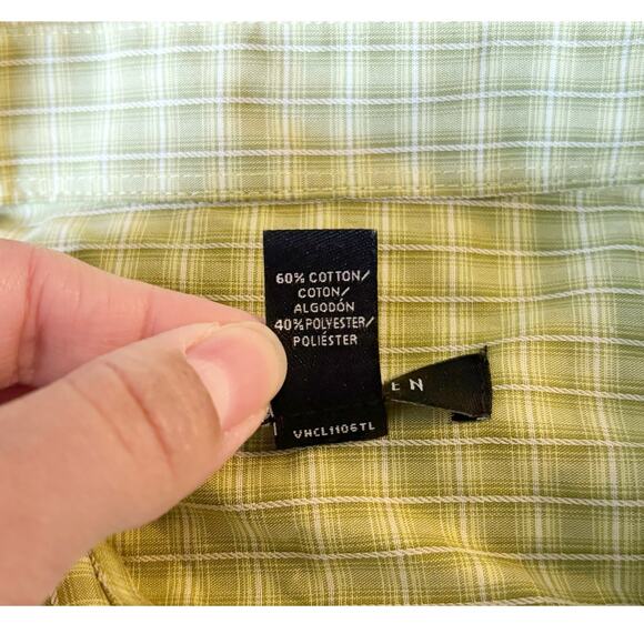 Van Heusen Green Checkered Button-Down Mens Size XXL 18-18 1/2 - Picture 3 of 6